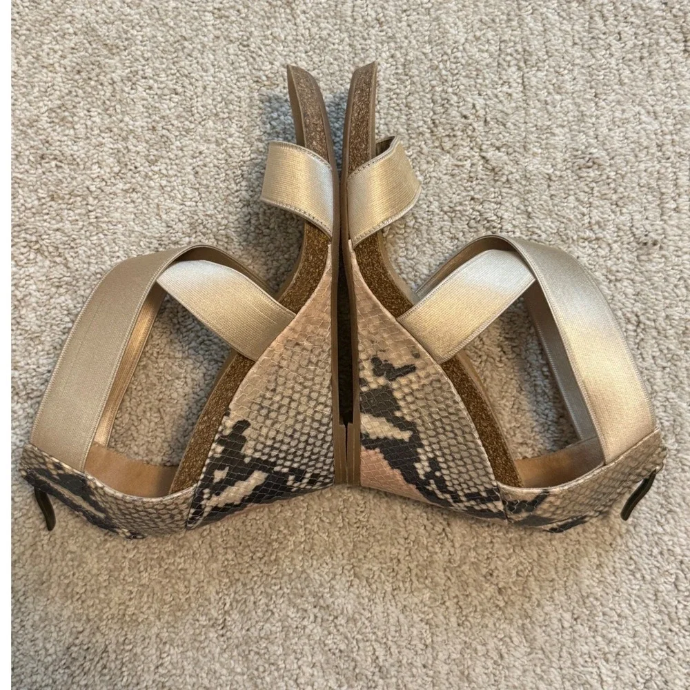 Anyi Lu Snakeskin Gold Wedge Sandals Women's 38.5 (US 8.5)‎ | Handmade Italy